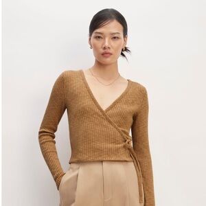 Everlane cozy rib Wrap top Sweater cappuccino size medium organic cotton size m